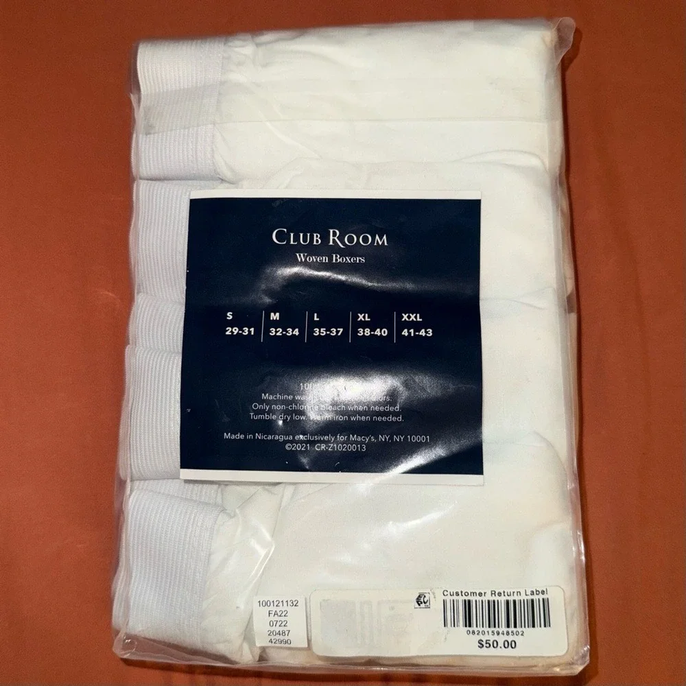 XXL‎ Club Room Woven Boxers 4-Pack White NWT